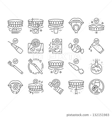 oral care toothpaste icons set vector 132151983