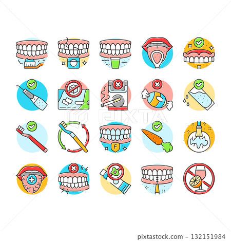 oral care toothpaste icons set vector 132151984