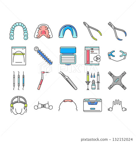 orthodontist accessories braces icons set vector orthodontist accessories braces icons set vector 132152024
