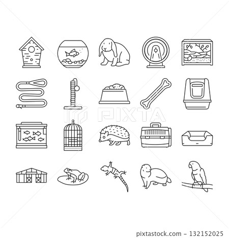 multi species home icons set vector 132152025