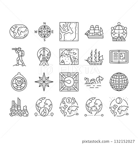 great geographical discoveries icons set vector great geographical discoveries icons set vector 132152027