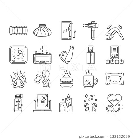 recovery wellness practices icons set vector recovery wellness practices icons set vector 132152039