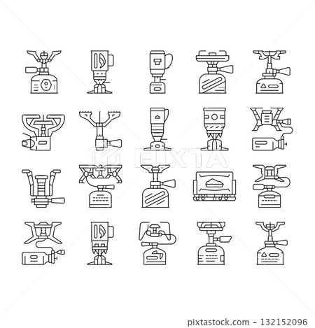 gas burner stove cooktop icons set vector 132152096
