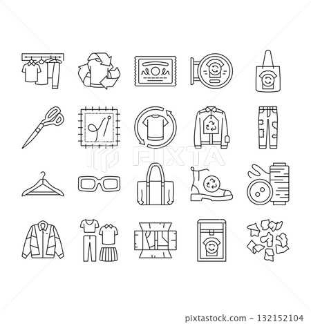 thrift driven fashion sustainable icons set vector 132152104