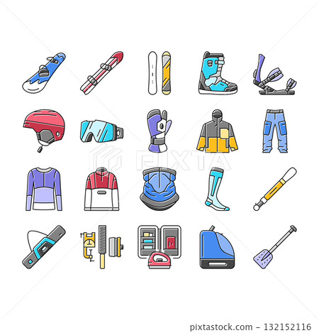 snowboard freestyle alpine icons set vector snowboard freestyle alpine icons set vector 132152116