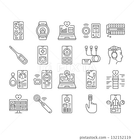 personalized health tech icons set vector 132152119