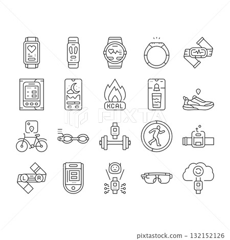 wearable fitness technology icons set vector wearable fitness technology icons set vector 132152126