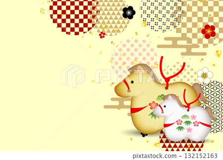 馬年賀卡十二生肖背景 132152163