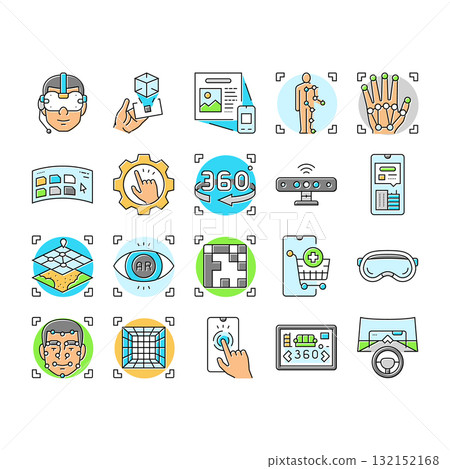 augmented reality virtual ar vr icons set vector 132152168