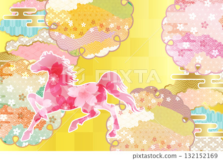 Horse New Year's card zodiac background 132152169