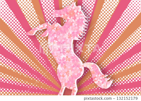 Horse New Year's card zodiac background 132152179