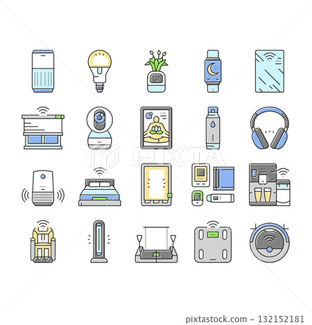 smart home wellness automation icons set vector smart home wellness automation icons set vector 132152181