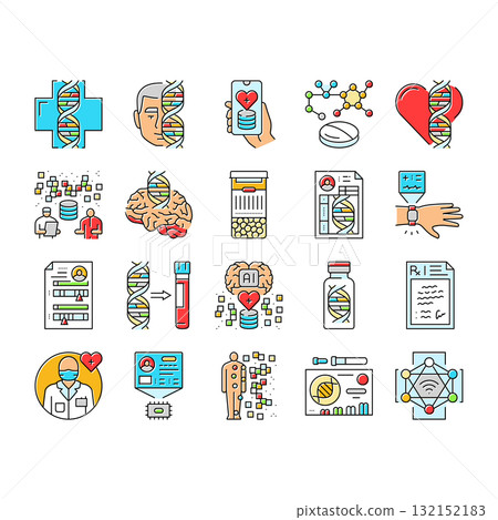 personalized medicine genomics icons set vector 132152183
