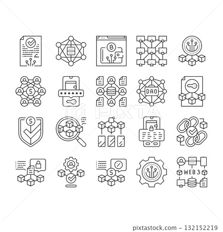 decentralized applications dapps icons set vector 132152219