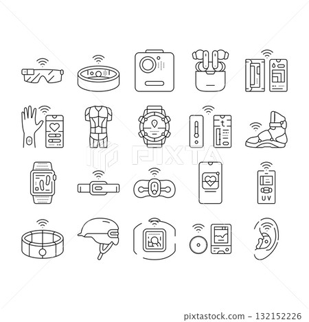 wearable technologies tracker icons set vector wearable technologies tracker icons set vector 132152226