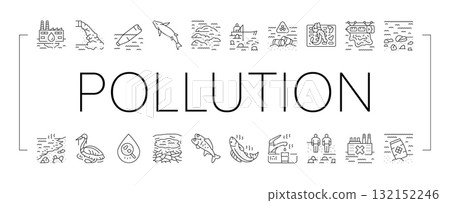 water pollution contamination icons set vector water pollution contamination icons set vector 132152246