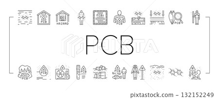 pcb pollution contamination icons set vector pcb pollution contamination icons set vector 132152249