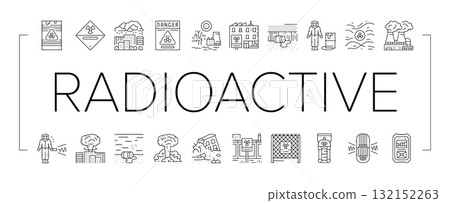 radioactive pollution icons set vector radioactive pollution icons set vector 132152263