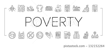 poverty inequality unemployment icons set vector poverty inequality unemployment icons set vector 132152264