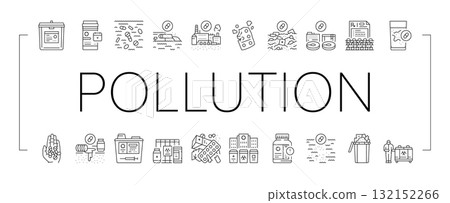 pharmaceutical pollution icons set vector pharmaceutical pollution icons set vector 132152266