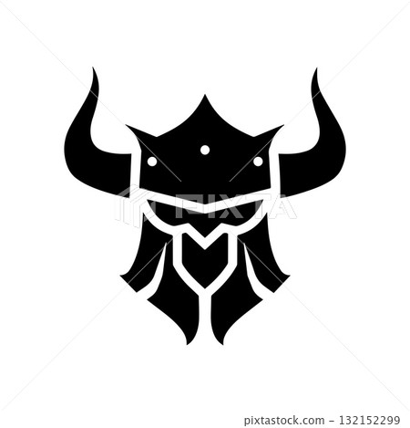 Bold Monochrome Viking Warrior Helmet with Crossed Sword Crest Design Bold Monochrome Viking Warrior Helmet with Crossed Sword Crest Design 132152299