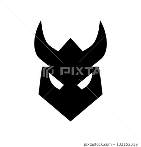 Viking Helmet Logo Combined with Raven Symbol of Wisdom and Death 132152319