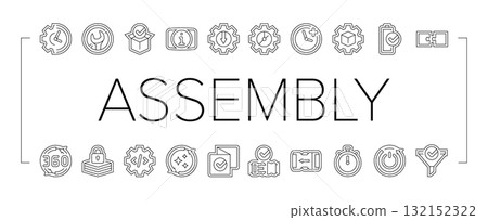 assembly setup product icons set vector 132152322