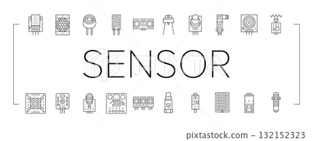 sensor module iot infrared icons set vector sensor module iot infrared icons set vector 132152323