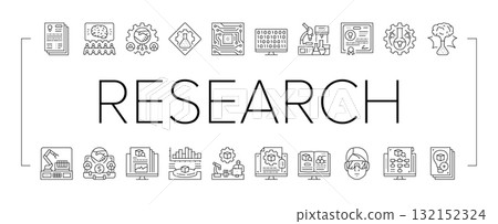 research and development analysis icons set vector 132152324