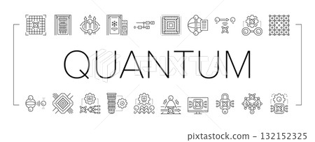 quantum computer qubit icons set vector 132152325