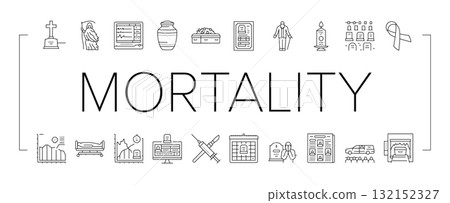 mortality death life aging icons set vector mortality death life aging icons set vector 132152327
