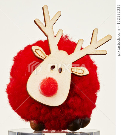Red reindeer Christmas object (cute decoration, white background) Red reindeer Christmas object (cute decoration, white background) 132152333