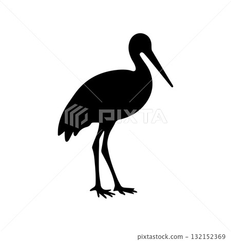 Calligraphic Stork Logo with Flowing Elegant Brush Lines 132152369