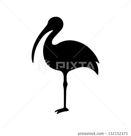 Tribal Stork Logo with Ancient Symbolic Linear Pattern 132152371