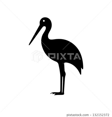 Futuristic Tech-Inspired Stork Logo with Digital Precision Lines 132152372