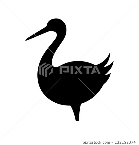 Elegant Black Stork with Delicate Plant Motif for Branding 132152374