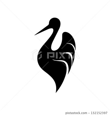 Continuous Infinity Line Stork Logo with Elegant Flowing Design 132152397