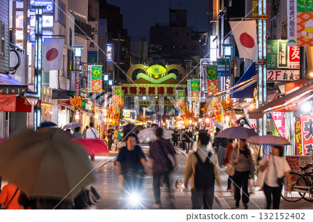 Tokyo: Night view of Sugamo Jizo-dori Shopping Street Tokyo: Night view of Sugamo Jizo-dori Shopping Street 132152402
