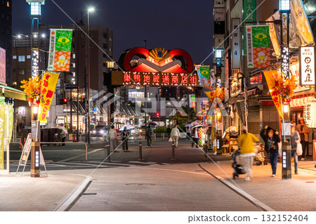 Tokyo: Night view of Sugamo Jizo-dori Shopping Street Tokyo: Night view of Sugamo Jizo-dori Shopping Street 132152404