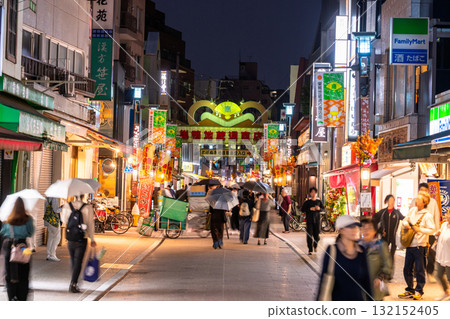 Tokyo: Night view of Sugamo Jizo-dori Shopping Street Tokyo: Night view of Sugamo Jizo-dori Shopping Street 132152405
