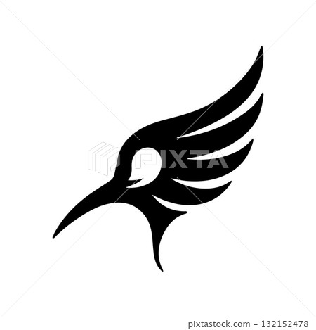 Elegant Stork Logo with Horizon Line and Balanced Composition 132152478