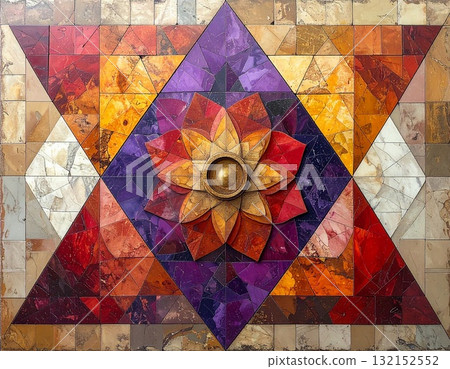 [AI 生成圖像] Triangle Design 的紅紫色光環藝術 132152552