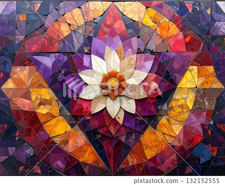 [AI 生成圖像] Triangle Design 的紅紫色光環藝術 132152555