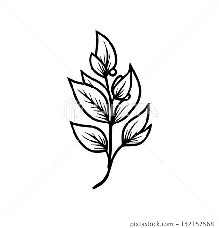 Monochrome Coffee Plant Emblem Logo for Cafe Branding 132152568