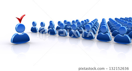 人性化的圖標和複選標記、人員招募和領導者選拔的形象 132152636