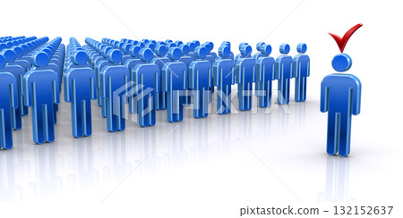Human icon and check mark, image of personnel recruitment and leader selection 132152637