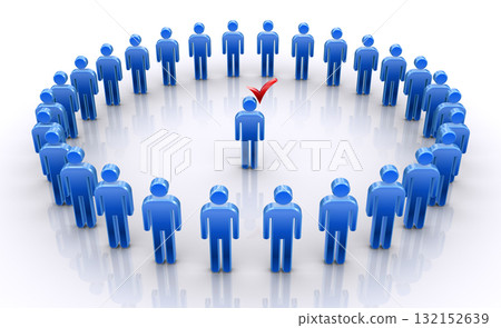 Human icon and check mark, image of personnel recruitment and leader selection 132152639
