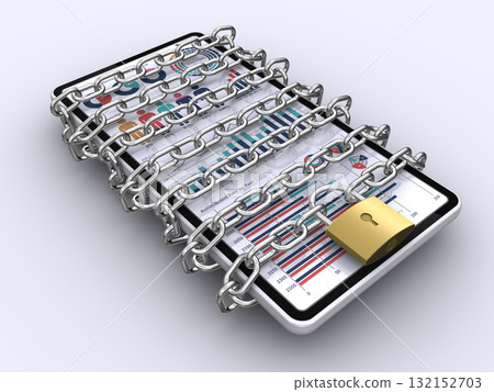 用鏈條和掛鎖鎖住你的智慧型手機，以防止盜竊和資訊洩露 132152703