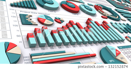 3D 商業圖表和圖形 132152874