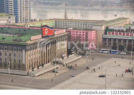 Aerial view of Kim Il Sung Square in Pyongyang, North Korea 132152901